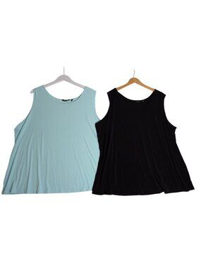 Iman Set Of 2 Sleeveless Tanks Mint Green & Black Size 3X Soft Wrinkle free